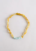 Raw Honey Baltic Amber + Amazonite