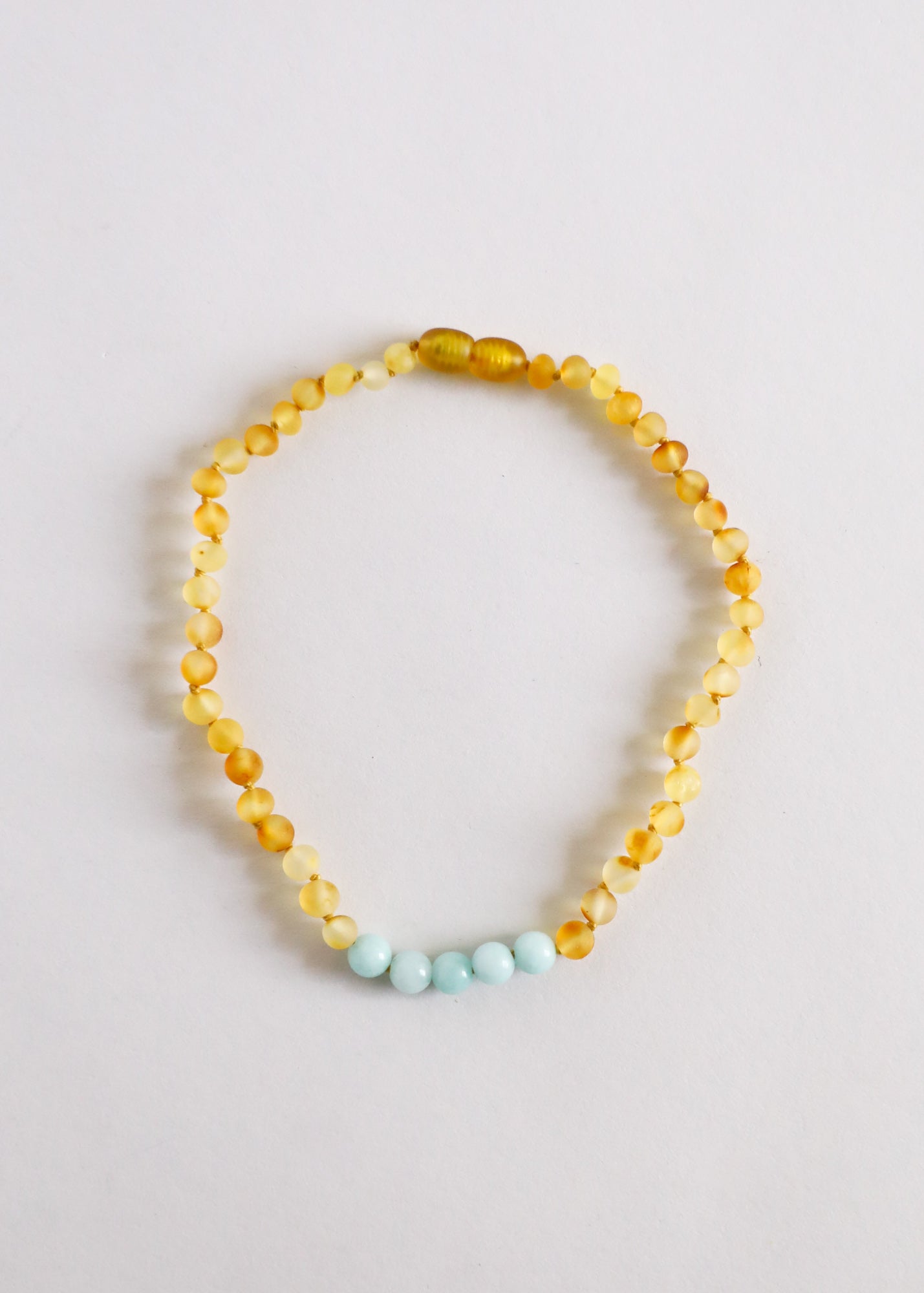 Raw Honey Baltic Amber + Amazonite