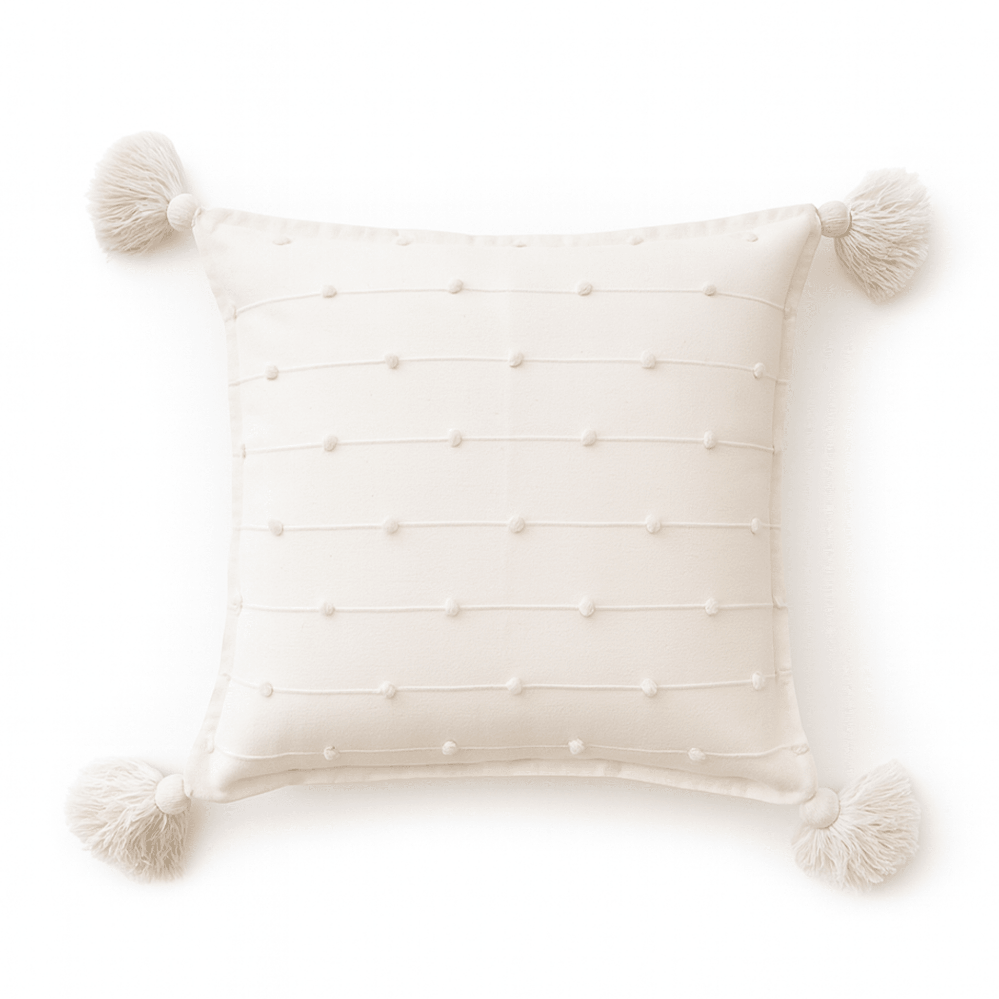 Pompom Throw Pillow Cover - Ivory