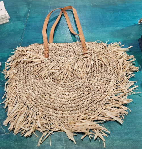 Boho Straw Fringe Tote